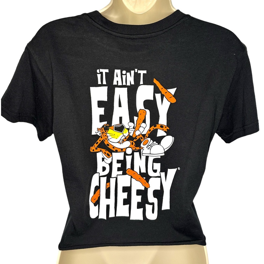 Women’s Cropped Graphic T-shirt Cheetos Logo Size Small Black